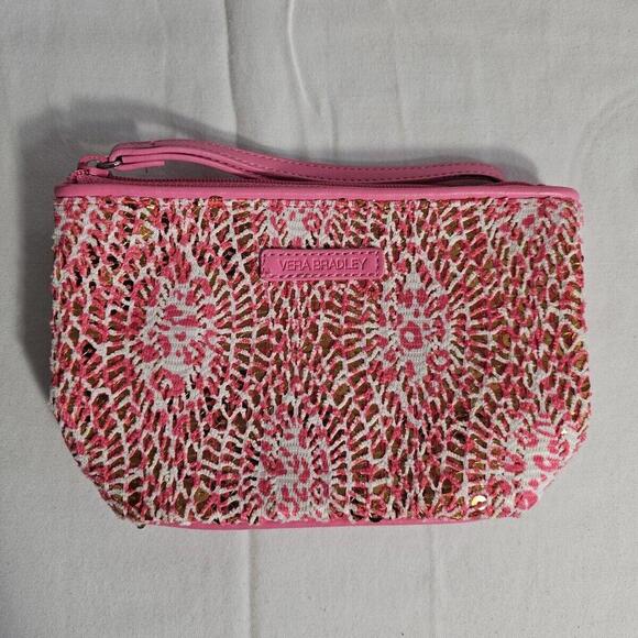 NWT VERA BRADLEY Mesh Sequin Wristlet   "Camocat Pink"   BLING - Picture 1 of 6